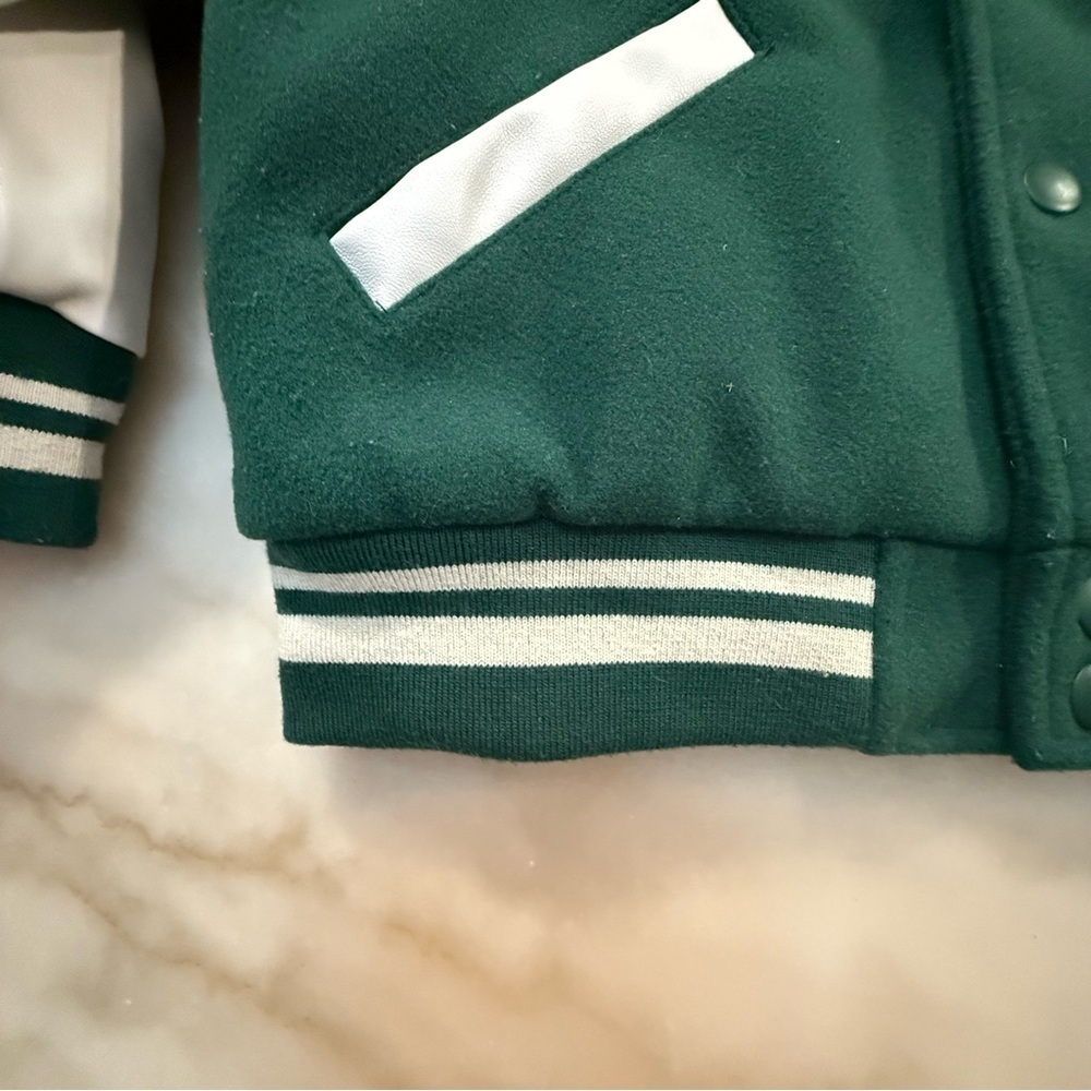 Zara kids Green and White Varsity letterman Jacket boys size 6 - Picture 4 of 11